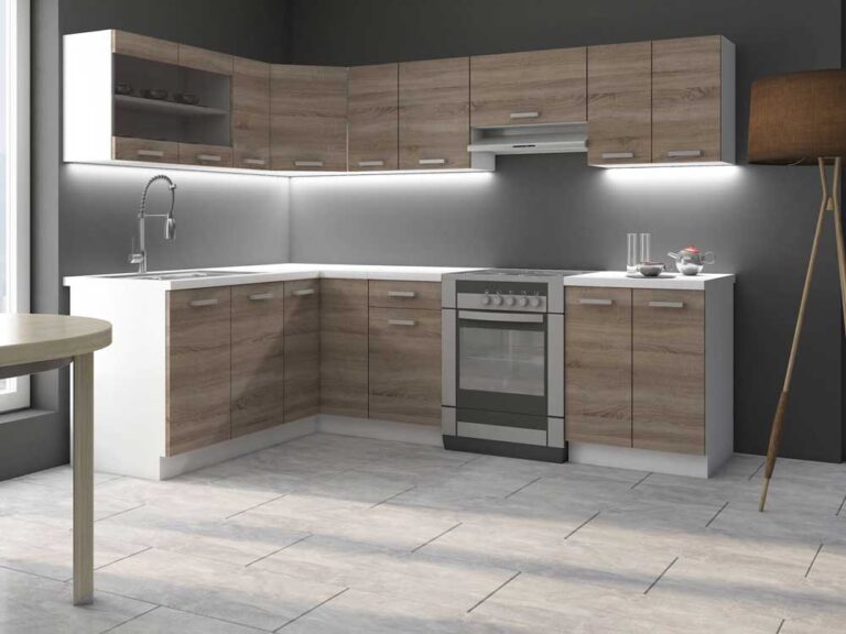 Lesena kotna kuhinja