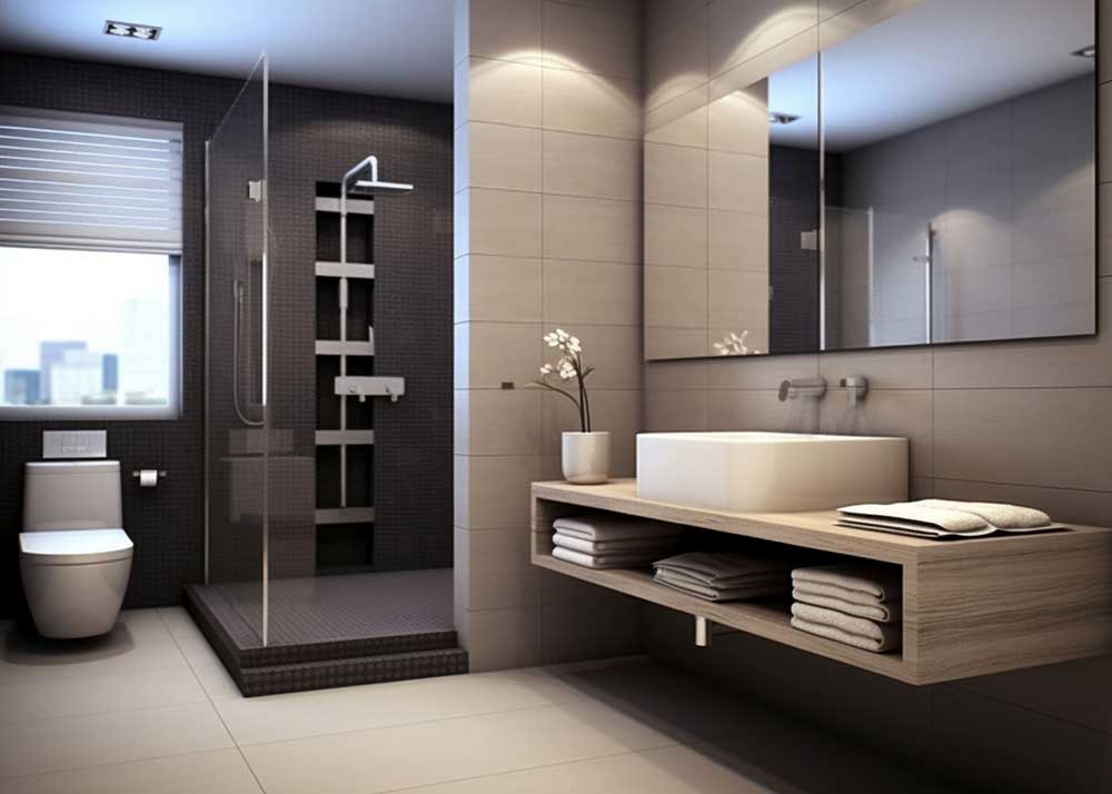 Modernakoplanica z lesenimi omaricami