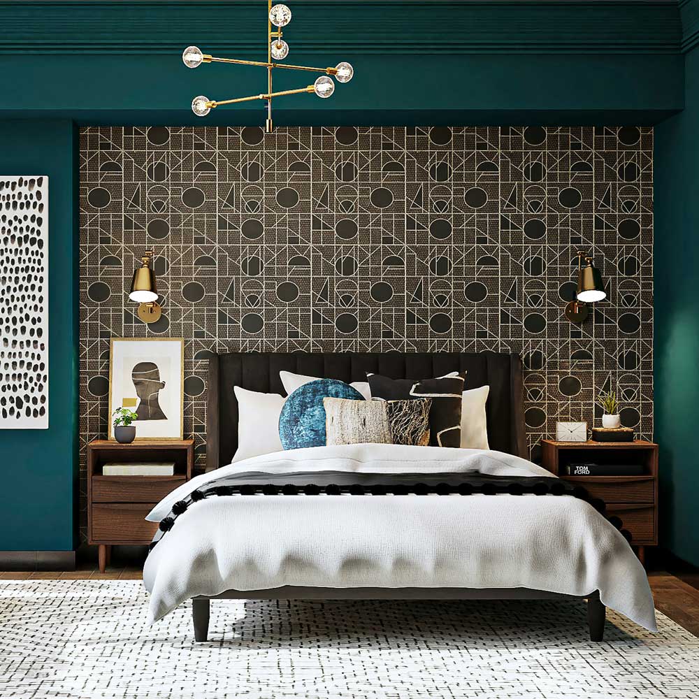 Spalnica z lesenimi nočnimi omaricami