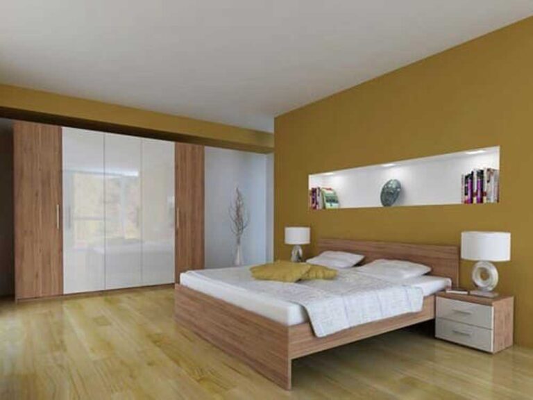 Spalnica iz lesa in belega furnirja